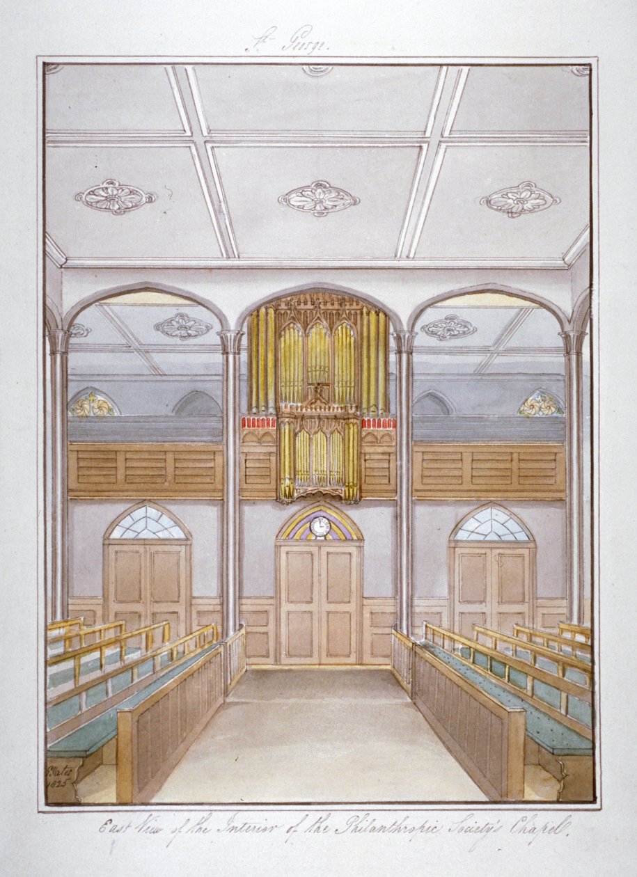 Kaple v Philanthropic Society Institution na London Road, Southwark, Londýn, 1825 od G Yates