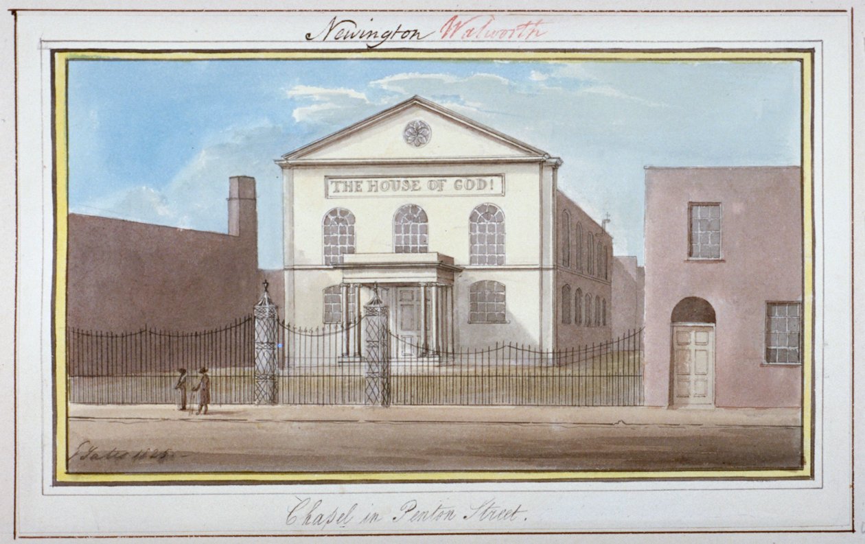 Pohled na kapli v Penton Street, Southwark, Londýn, 1825 od G Yates
