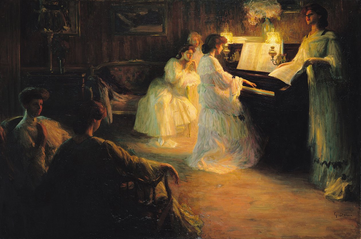 Mladé dívky u klavíru, 1906 od Gabriel Deluc