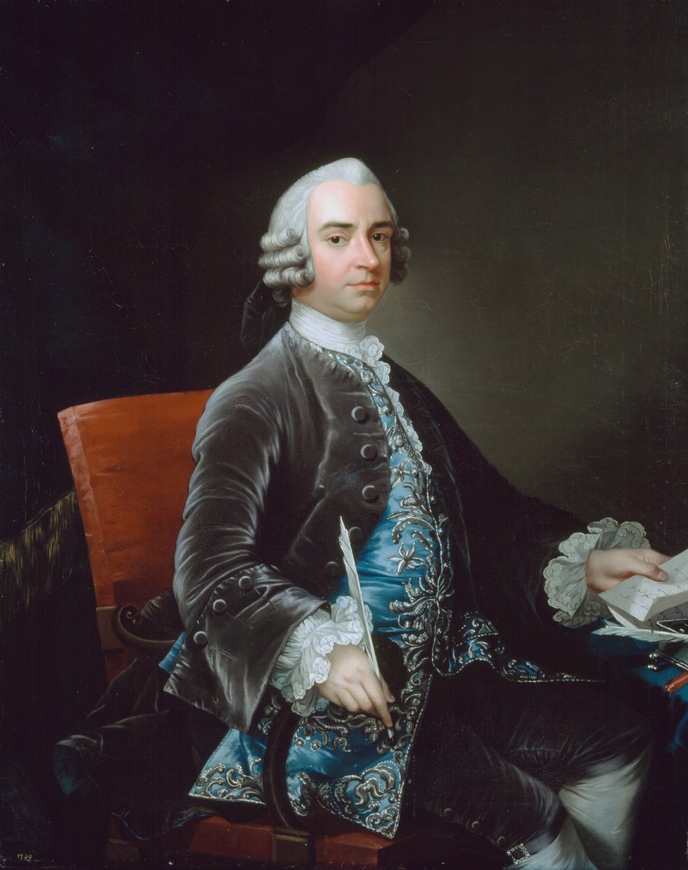 John Larpent (1710-97) vrchní úředník severního oddělení, 1749 od Gabriel Mathias