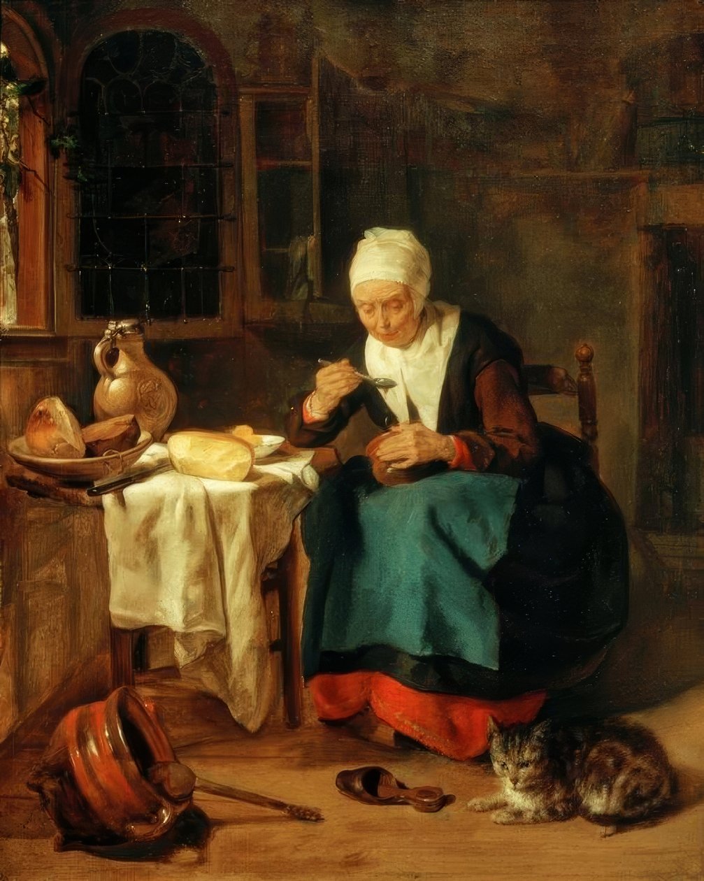 Žena jíst kaši od Gabriel Metsu