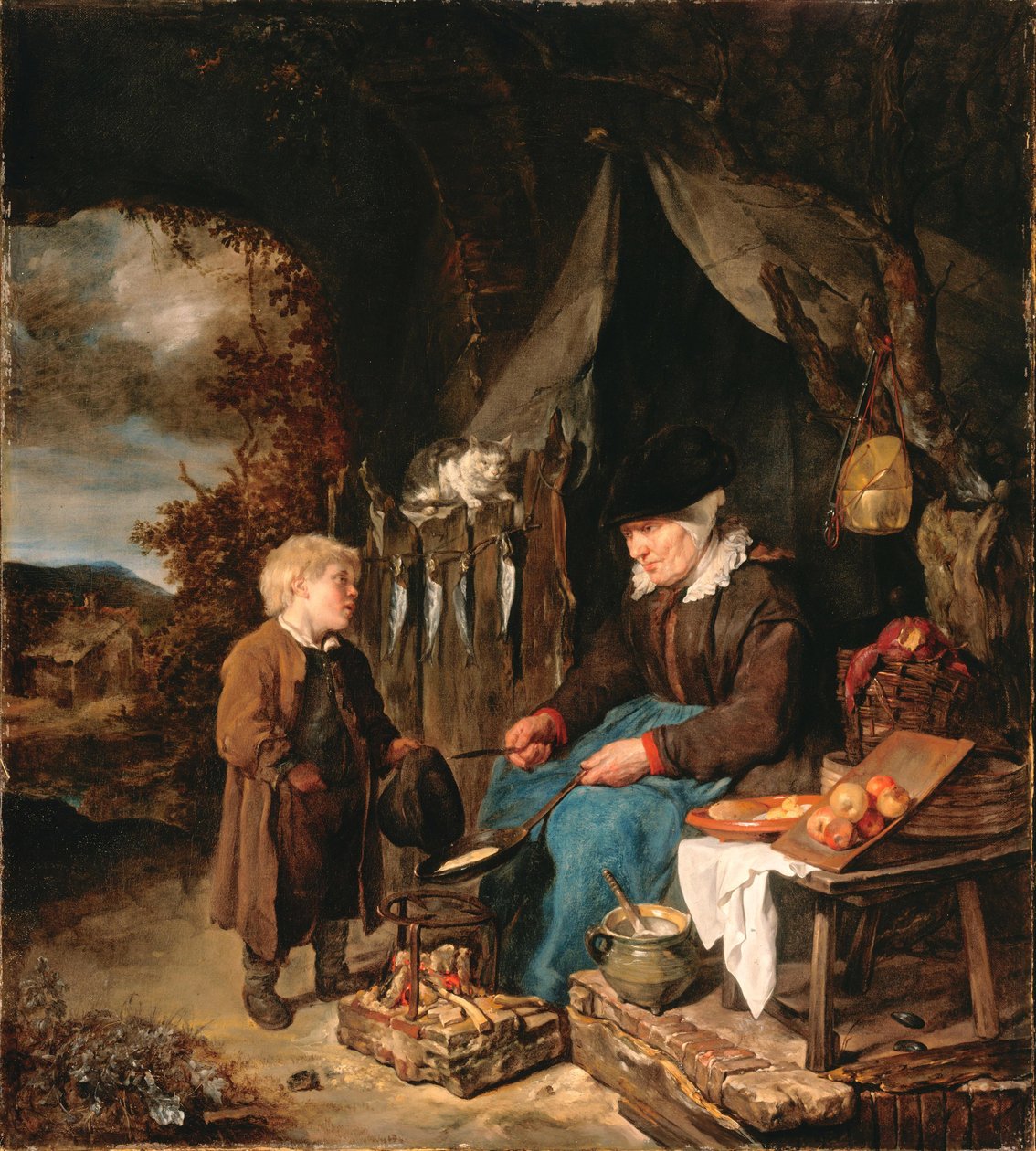 Pancake Baker with a Boy od Gabriel Metsu