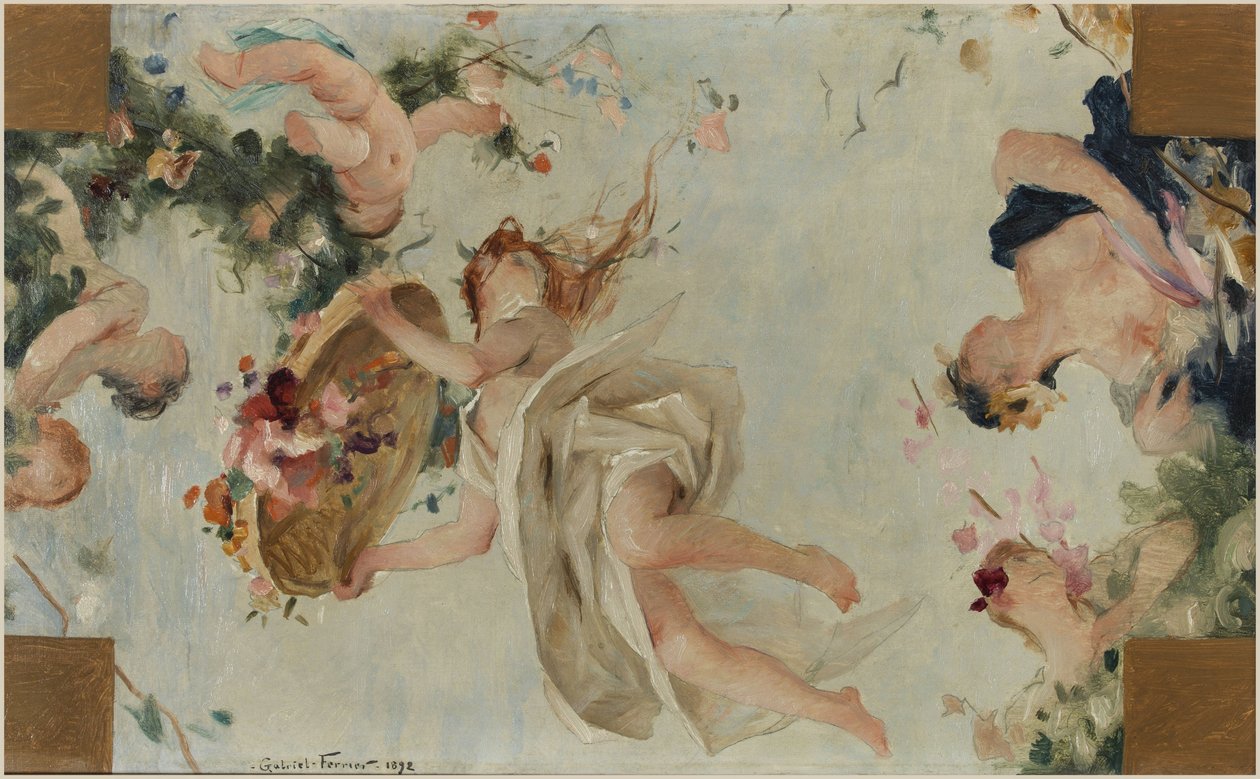Skica pro Salle des Fêtes v Hôtel de Ville de Paris: Les Fleurs od Gabriel Joseph Marie Augustin Ferrier