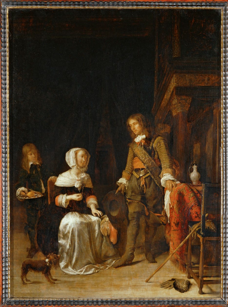 Voják navštíví mladou ženu... od Gabriel (attr. to) Metsu