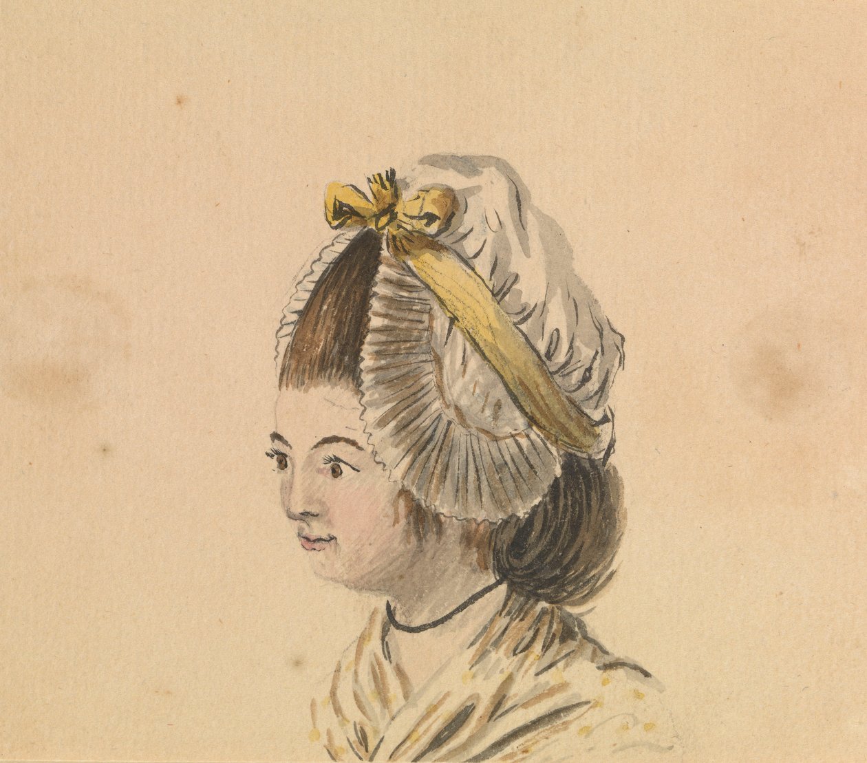 Hlava ženy v nařaseném klobouku, asi 1774 (akvarel) od Gabriel Bray