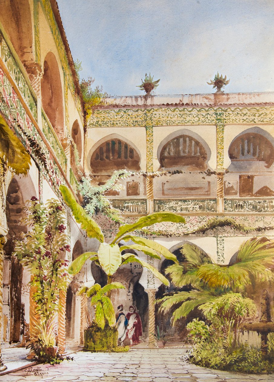 Dar Mustapha Pacha, Alžír (akvarel) od Gabriel Carelli