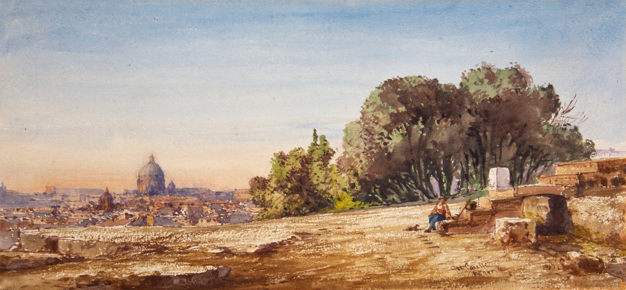 Svatý Petr, Řím, z Pincia (akvarel) od Gabriel Carelli