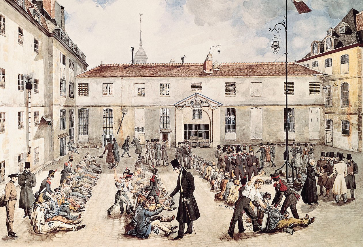 "Vězni z vězení Bicetre jsou spoutáni na dvoře"" Akvarel od Gabriela Cloquemina (konec 18. začátek 19. století) Paris Musée Carnavalet od Gabriel Cloquemin
