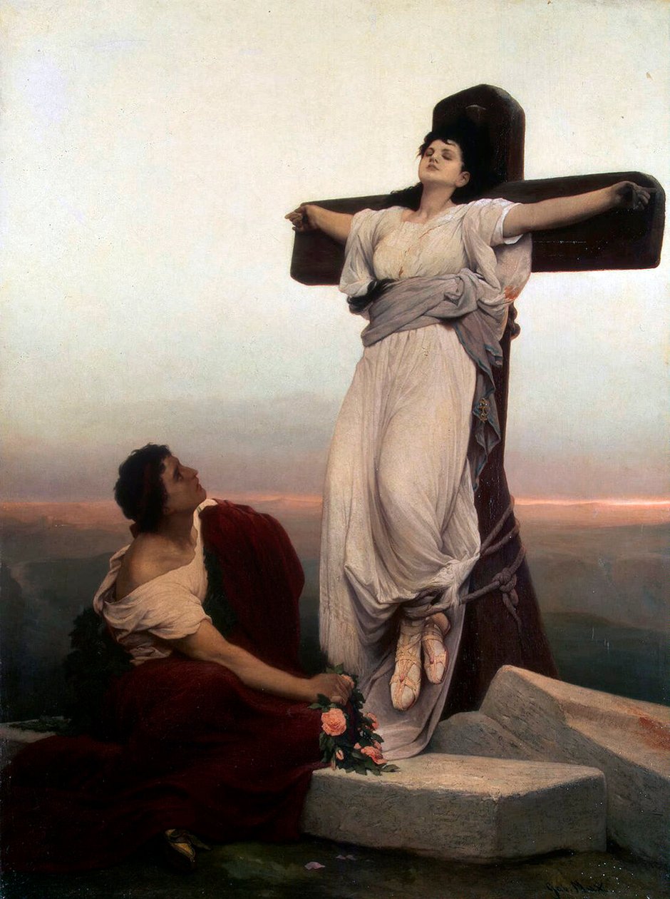 Křesťanský mučedník na kříži, Svatá Julie, 1865. od Gabriel Cornelius Max Ritter von