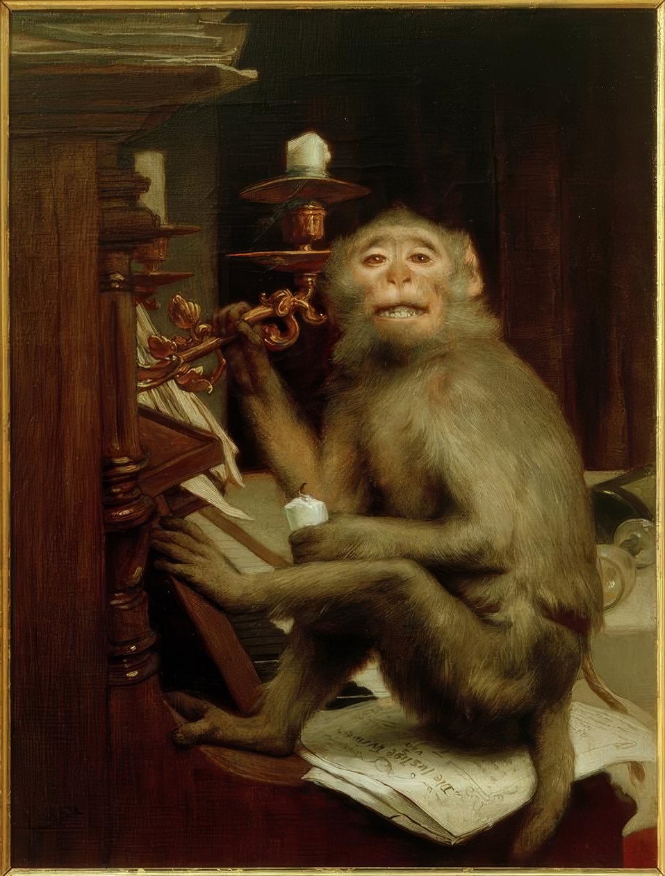 Opice u klavíru od Gabriel Cornelius Ritter von Max