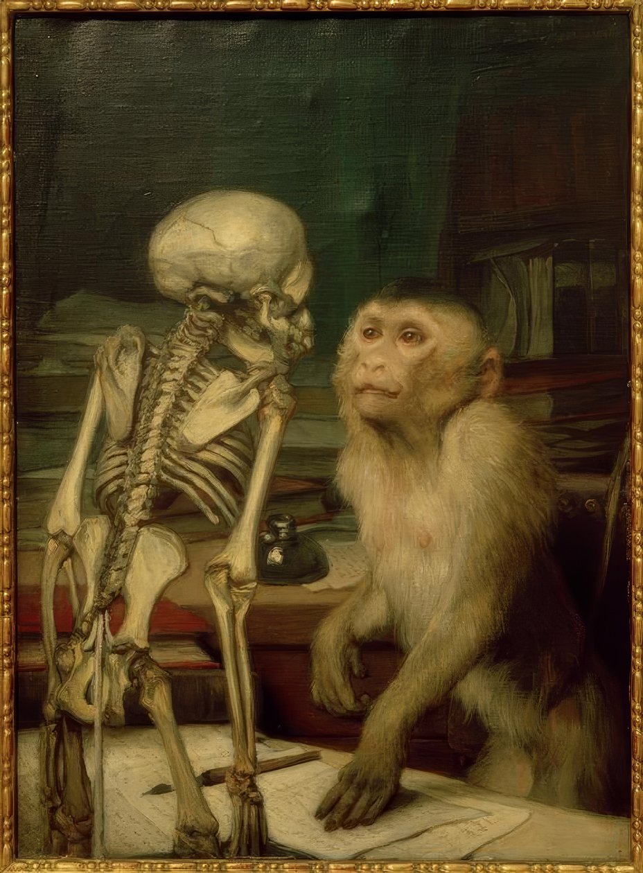 Opice před kostrou od Gabriel Cornelius Ritter von Max