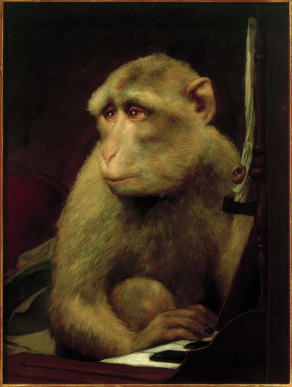 Malá opice u klavíru od Gabriel Cornelius Ritter von Max