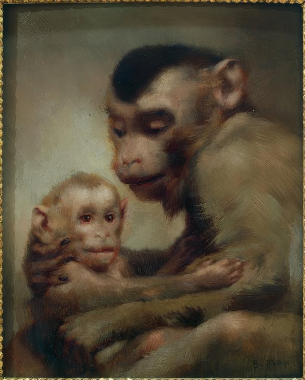 Matka s dítětem (opice) od Gabriel Cornelius Ritter von Max