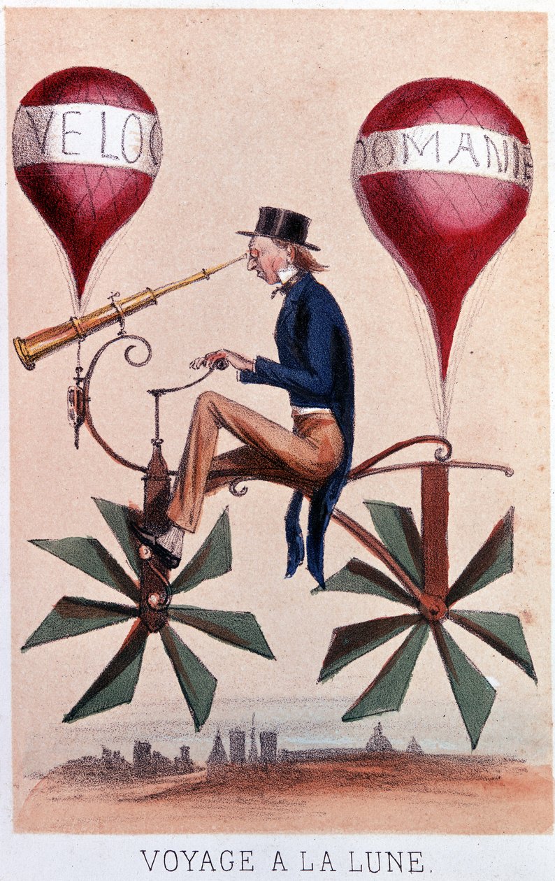 Cesta na Měsíc. Litografie Darlinghe podle Gosthiauxe od Gabriel Gostiaux