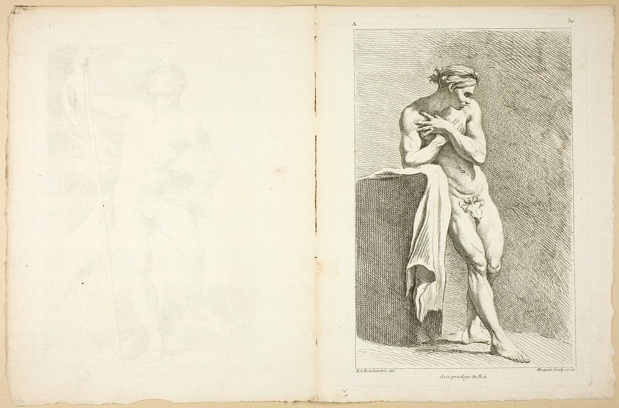 Figura (recto a verso), z Premier livre de Figures d’Academies, částečně vyrytých profesory Královské akademie od Gabriel Huquier