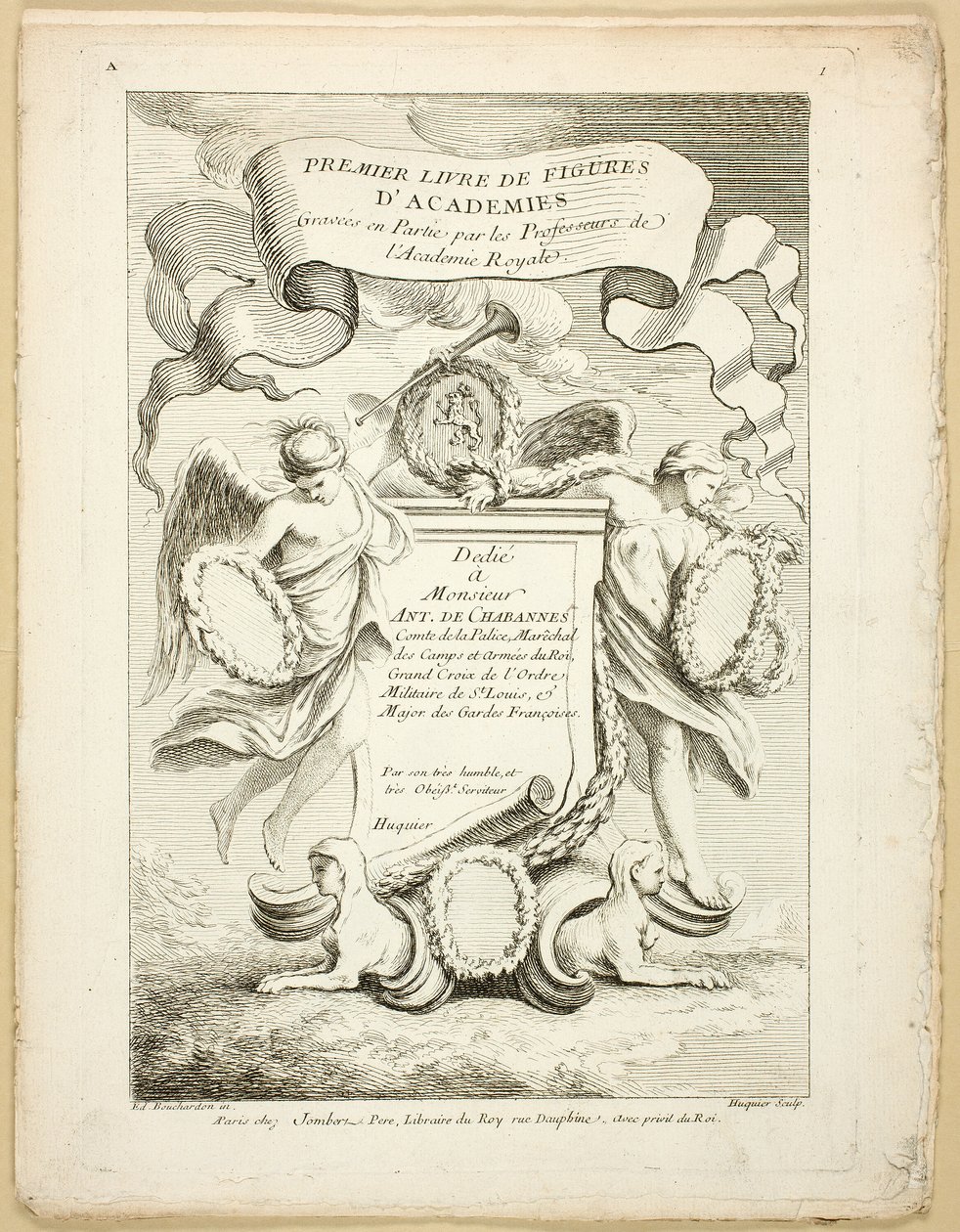 Figura (recto a verso), z Premier livre de Figures d’Academies, částečně vyrytých profesory Královské akademie od Gabriel Huquier