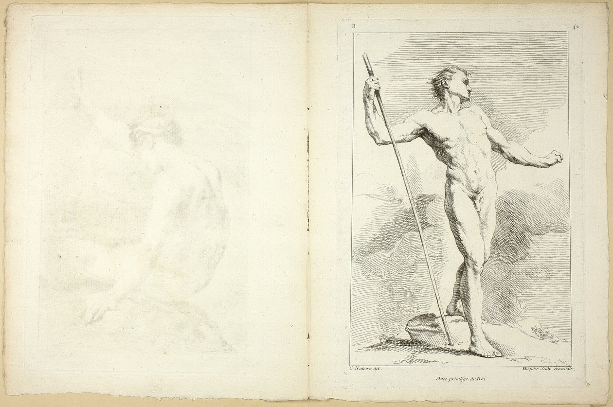 Figura (recto a verso), z Druhé knihy postav akademií, částečně vyrytých profesory Královské akademie od Gabriel Huquier