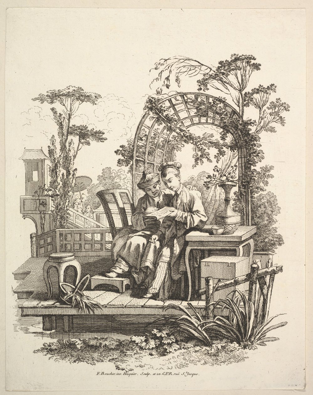 Muž a žena čtení, ca. 1742. od Gabriel Huquier