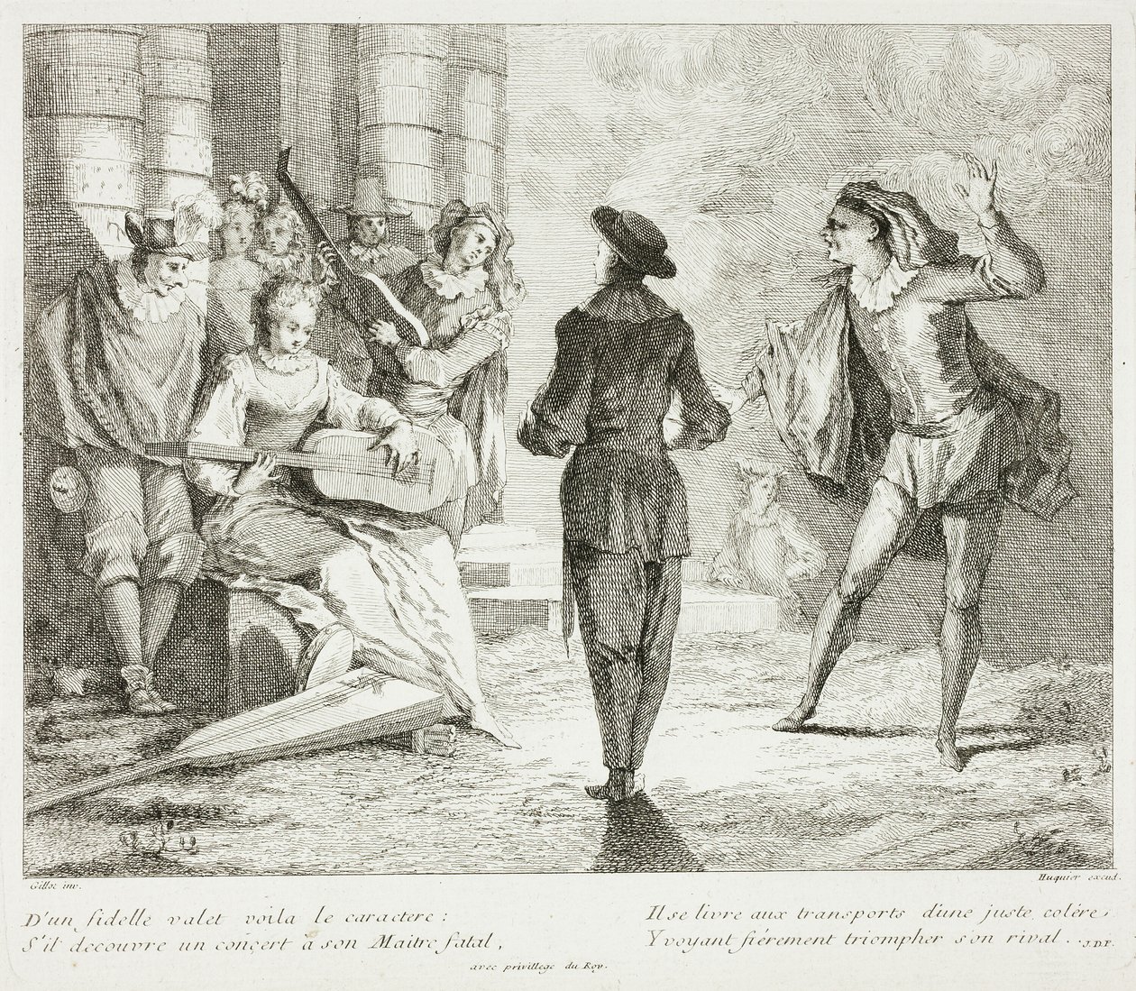 Deska z knihy Livre de Scenes Comiques od Gabriel Huquier