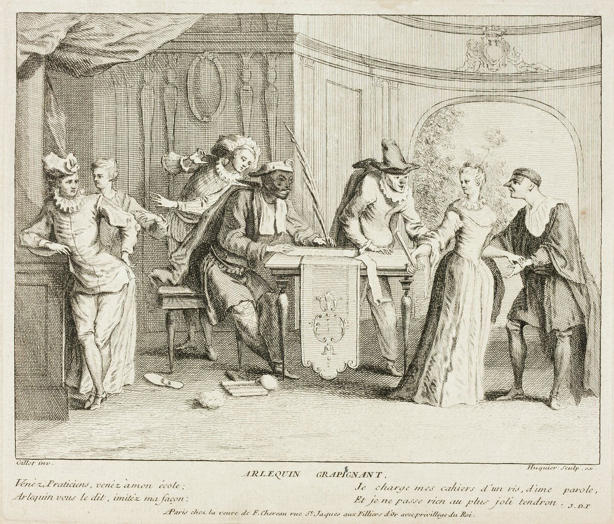 Talíř z knihy Livre de Scènes Comiques od Gabriel Huquier