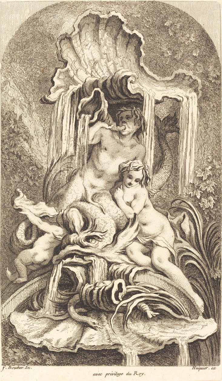 Triton a nymfa od Gabriel Huquier after François Boucher