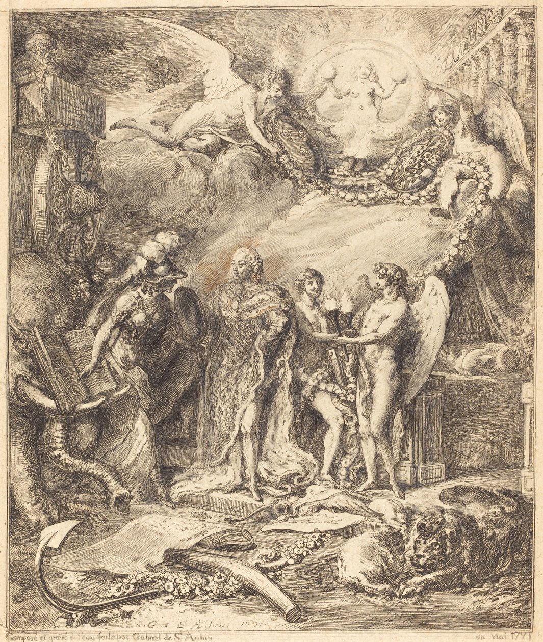Alegorie na svatbu hraběte z Provence od Gabriel Jacques de Saint Aubin