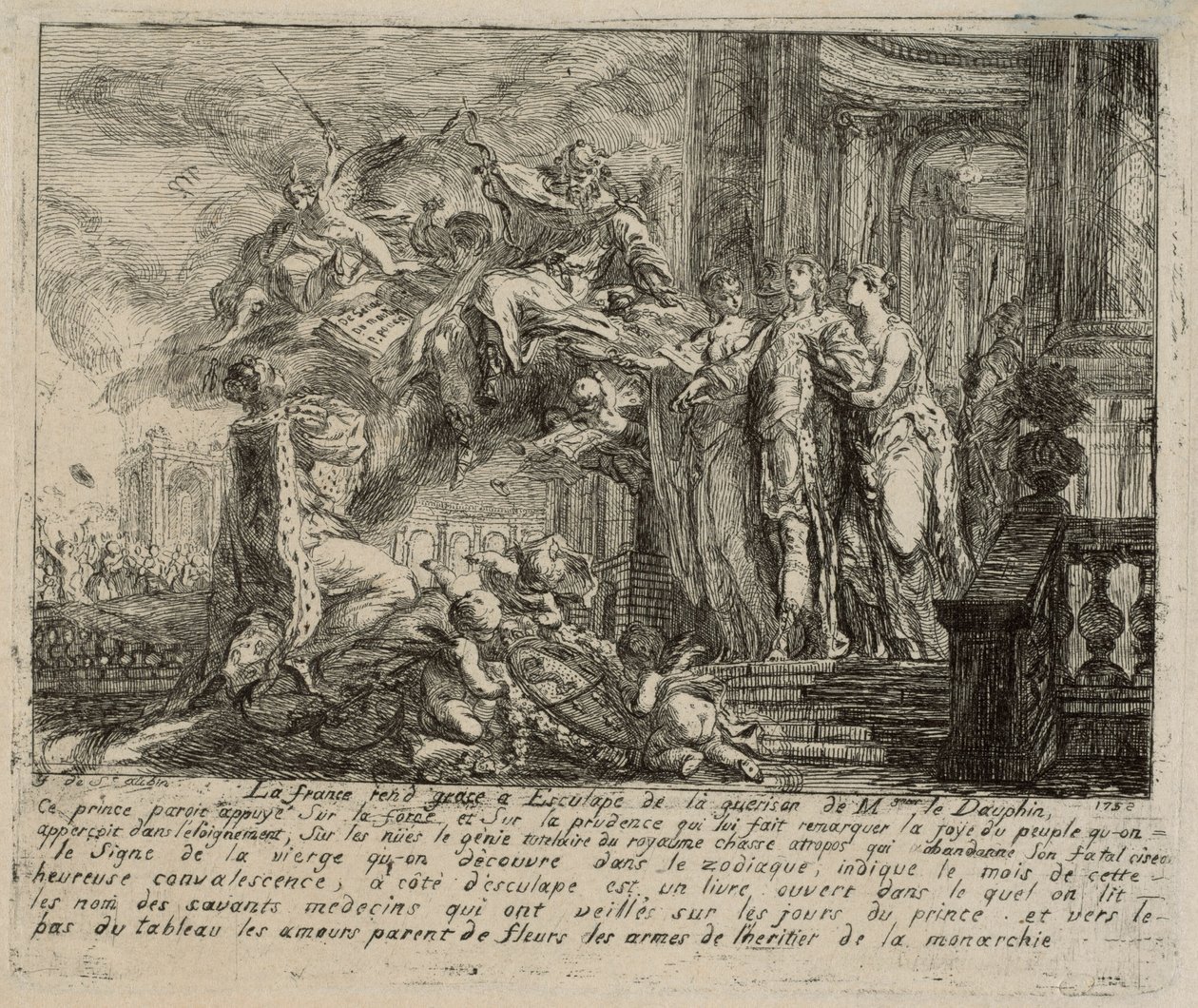 Alegorie na rekonvalescenci dauphina od Gabriel Jacques de Saint Aubin
