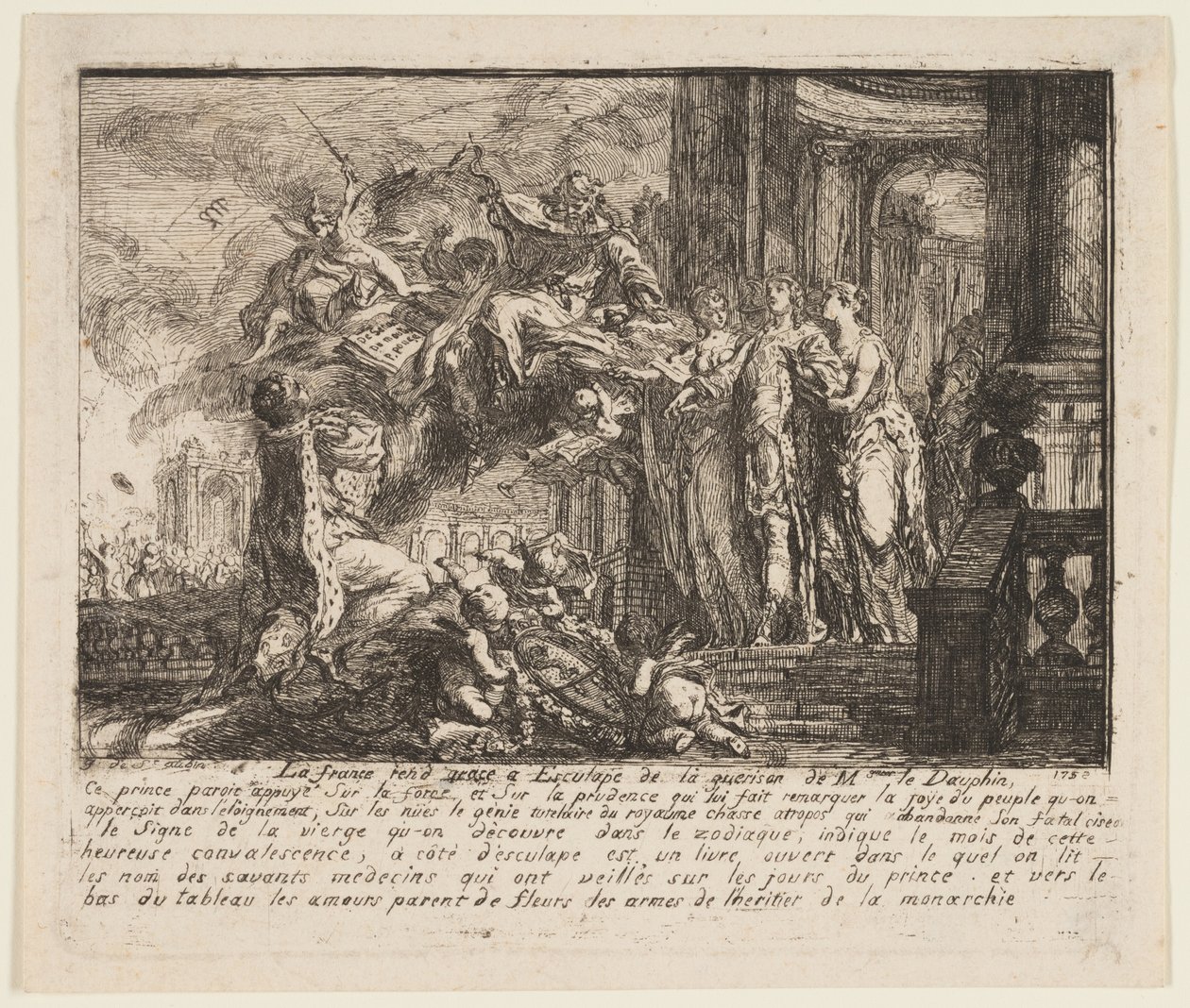 Alegorie na rekonvalescenci dauphina od Gabriel Jacques de Saint Aubin