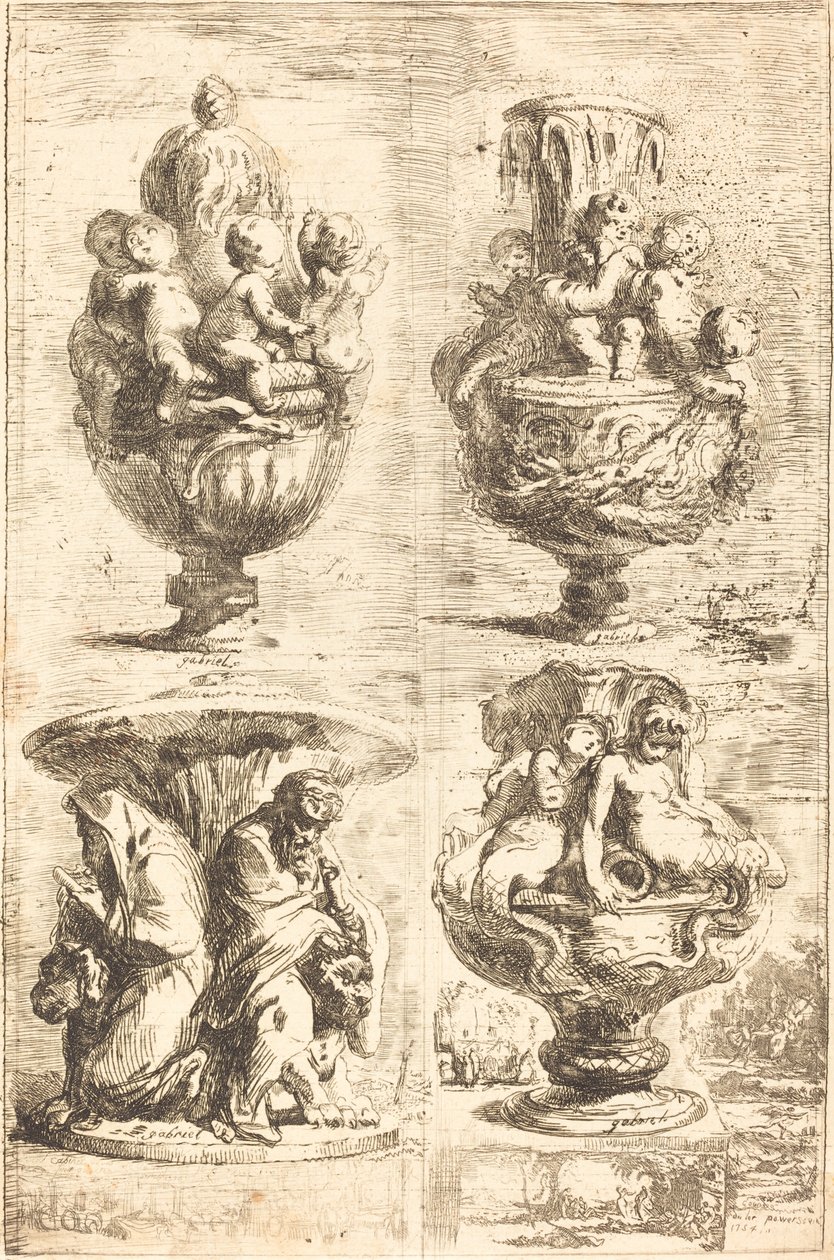 Čtyři vázy od Gabriel Jacques de Saint Aubin