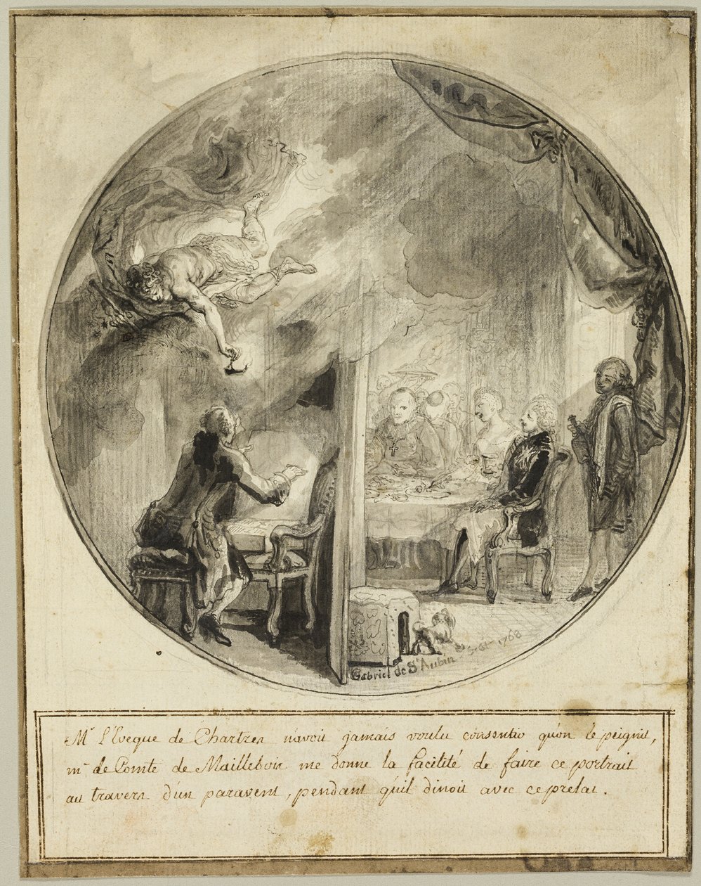 Gabriel de Saint-Aubin provádějící portrét biskupa z Chartres od Gabriel Jacques de Saint Aubin