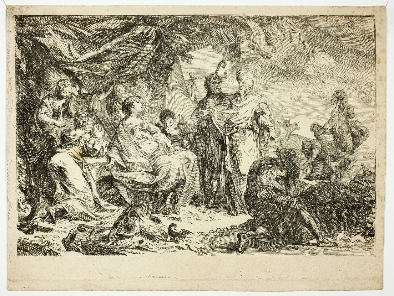 Laban hledá bohy své domácnosti od Gabriel Jacques de Saint Aubin
