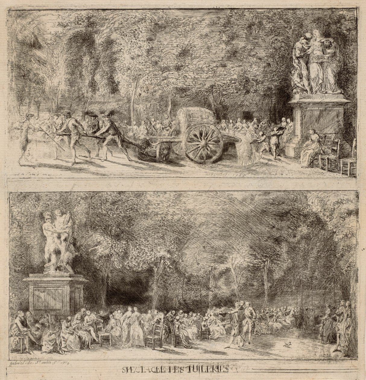 Scény z Tuileries: Židle a vodní vozík od Gabriel Jacques de Saint Aubin