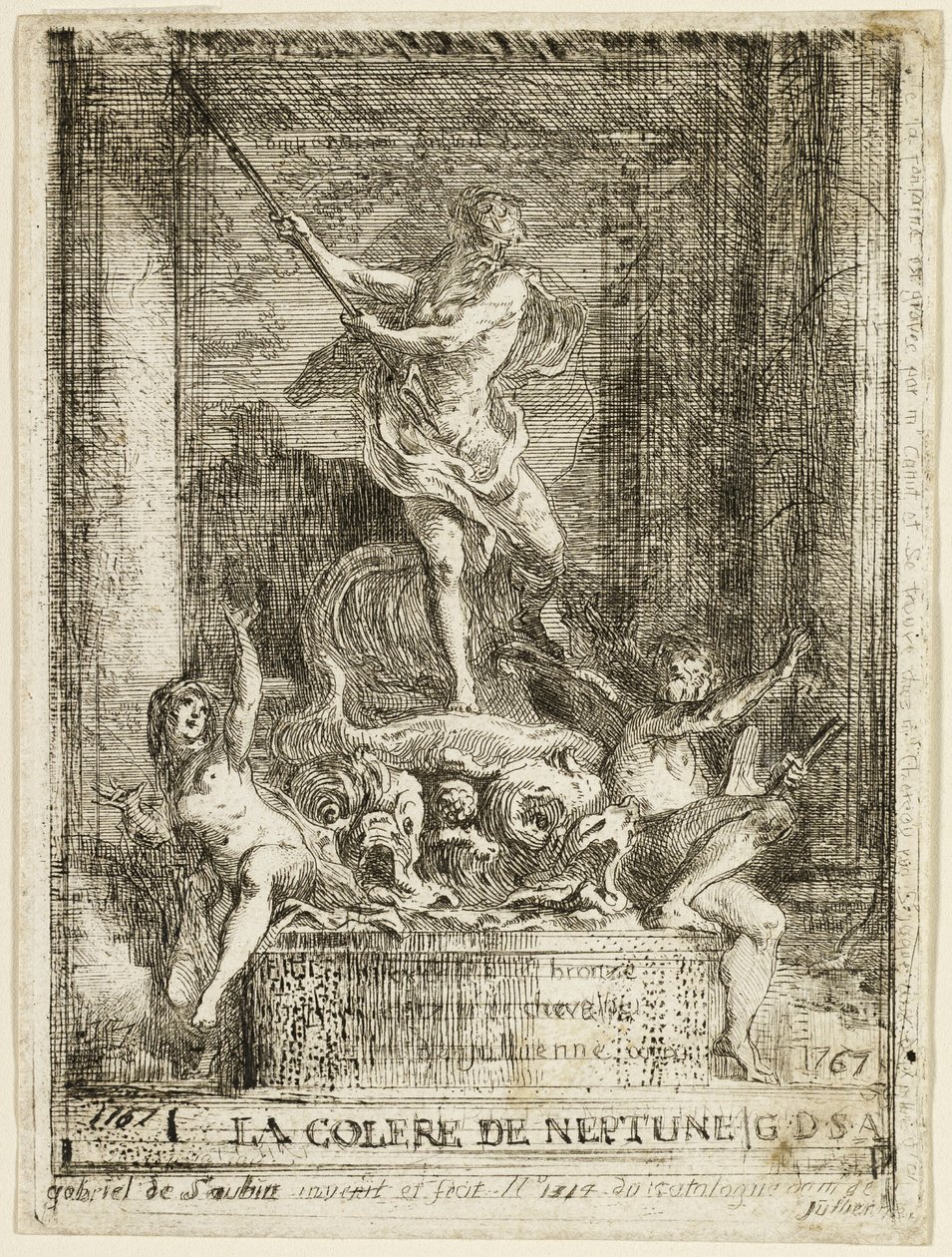 Fontána "Hněv Neptuna". od Gabriel Jacques de Saint Aubin