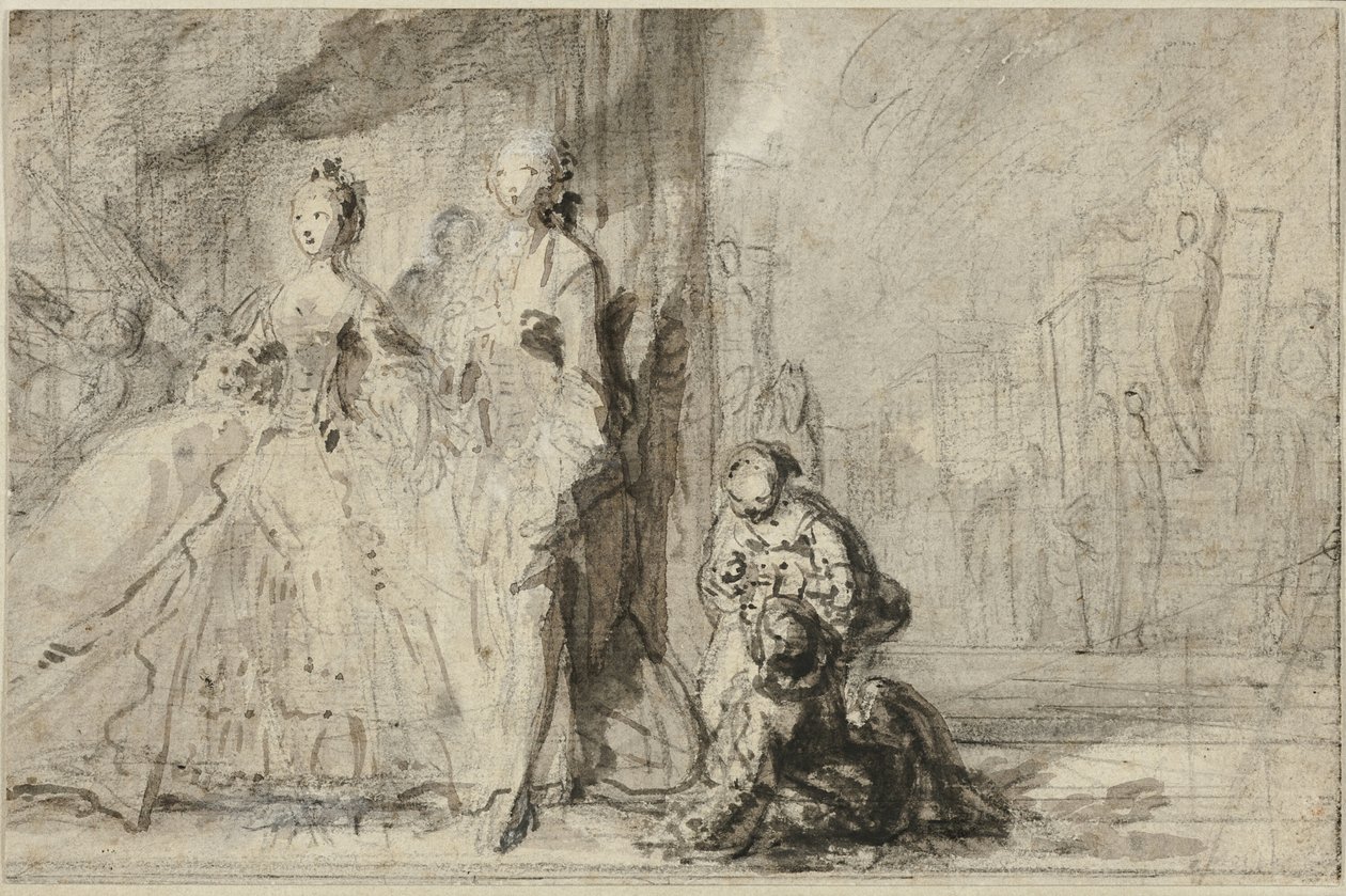 Promenáda na Boulevardu od Gabriel Jacques de Saint Aubin