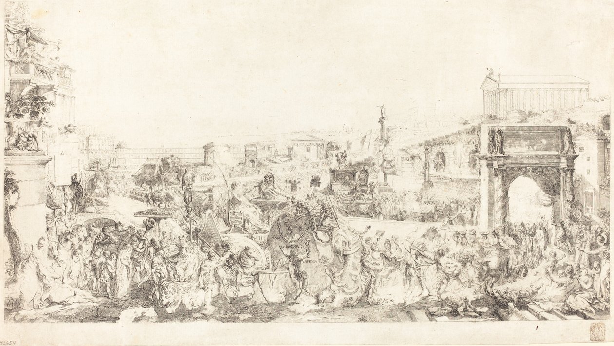 Pompeiův triumf v Římě od Gabriel Jacques de Saint Aubin