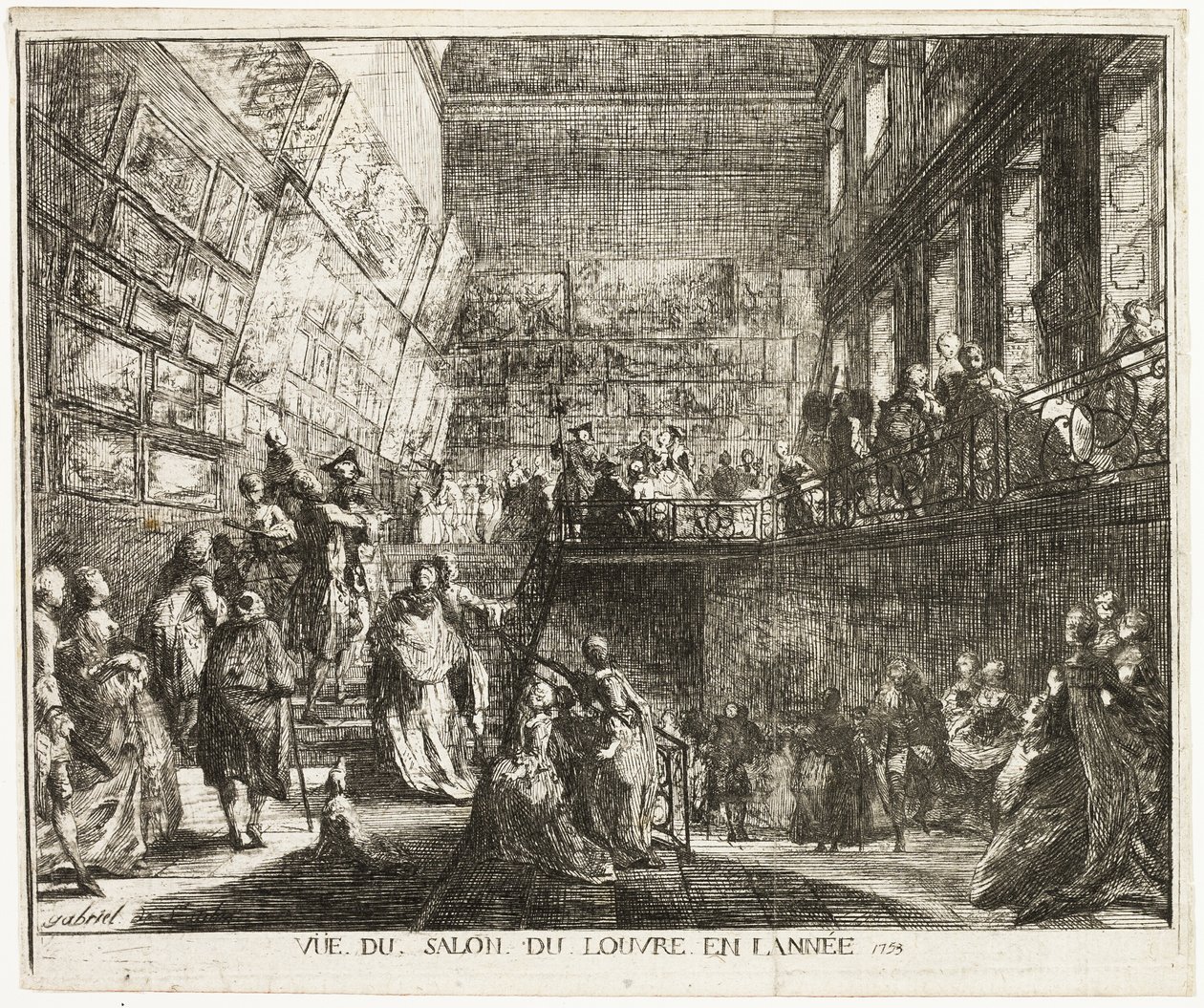 Pohled na Salon v Louvru v roce 1753 od Gabriel Jacques de Saint Aubin