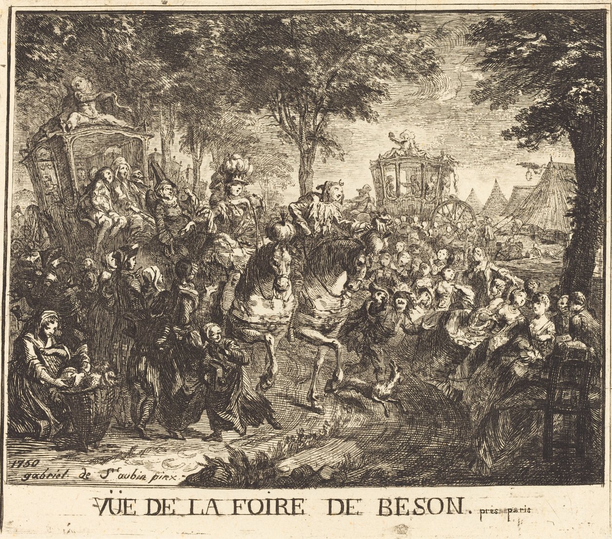 Pohled na veletrh Bezons od Gabriel Jacques de Saint Aubin