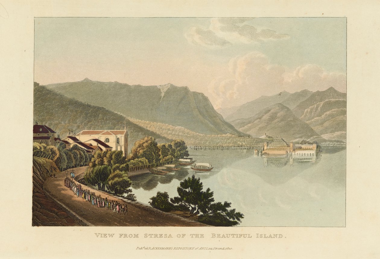 Pohled ze Stresy na krásný ostrov Isola Bella, jezero Maggiore, před rokem 1820. od Gabriel Ludwig Lory