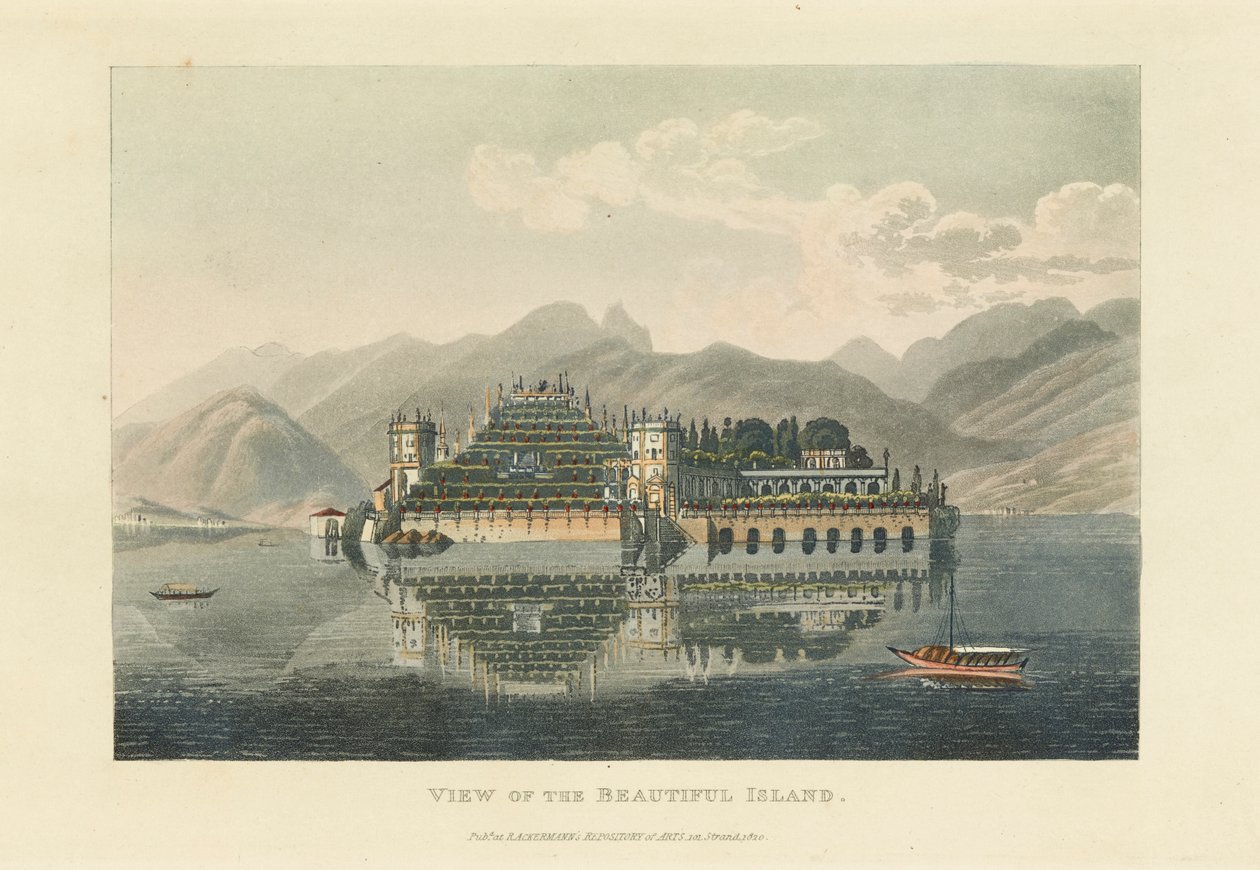 Pohled na krásný ostrov Isola Bella, Lago Maggiore, před rokem 1820. od Gabriel Ludwig Lory