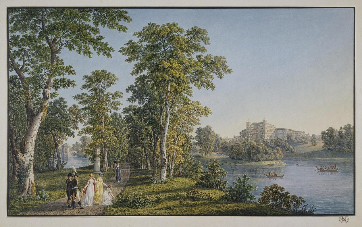 Pohled na palác v Gatchina z parku, 1753 od Gabriel Ludwig Lory the Elder