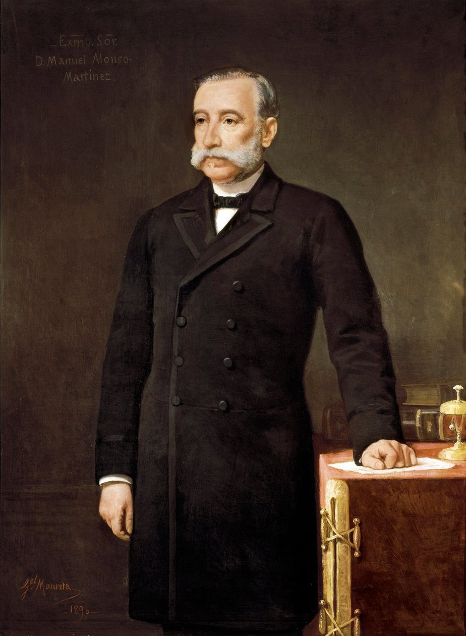 Portrét Manuela ALONSA MARTINEZE (1827-1891), španělského právníka a politika člena Strany liberální unie Madrid, Poslanecký sněm.   Obraz Gabriela Maurety (19. století). od Gabriel Maureta Aracil
