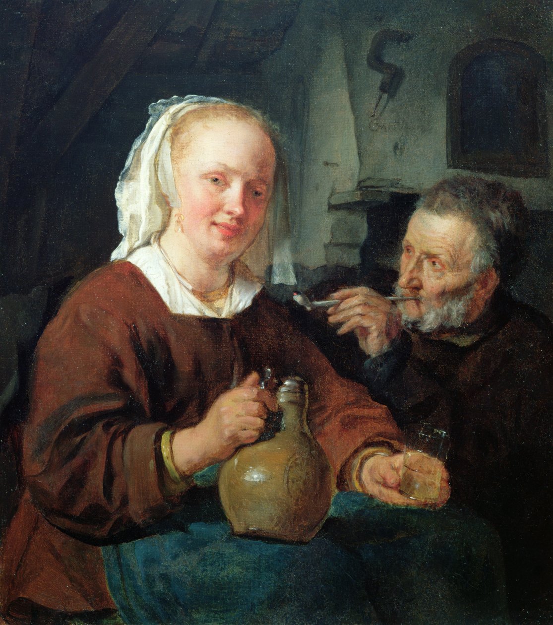 Muž a žena u vína od Gabriel Metsu