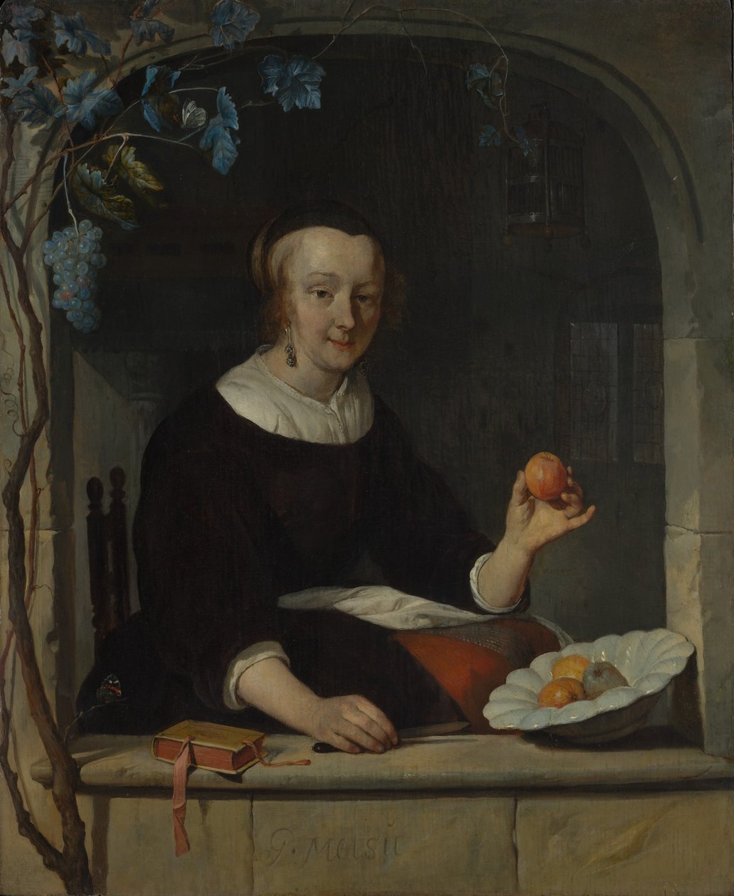Žena sedící u okna, počátek 60. let 17. století. od Gabriel Metsu