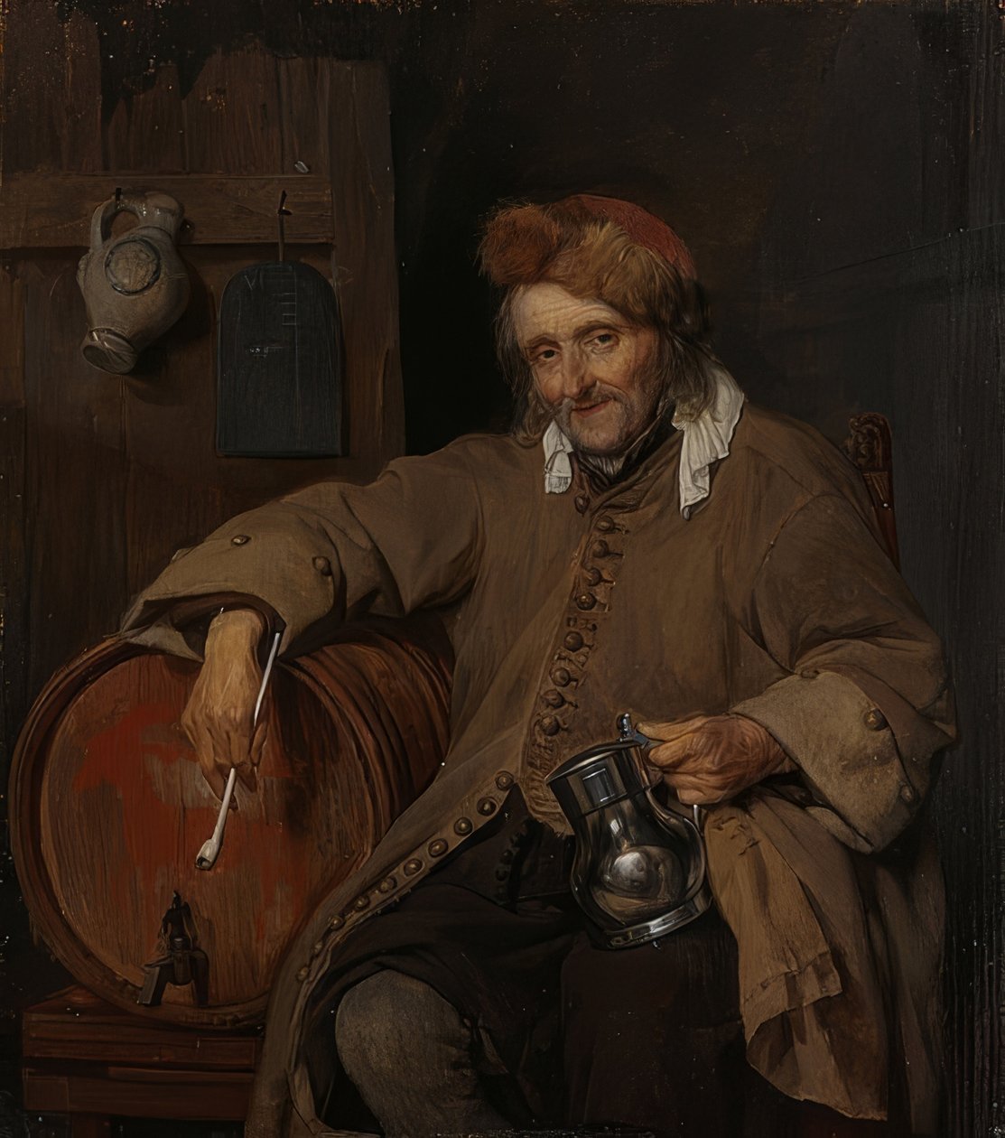 Starý piják. Kolem 1661-63 od Gabriel Metsu