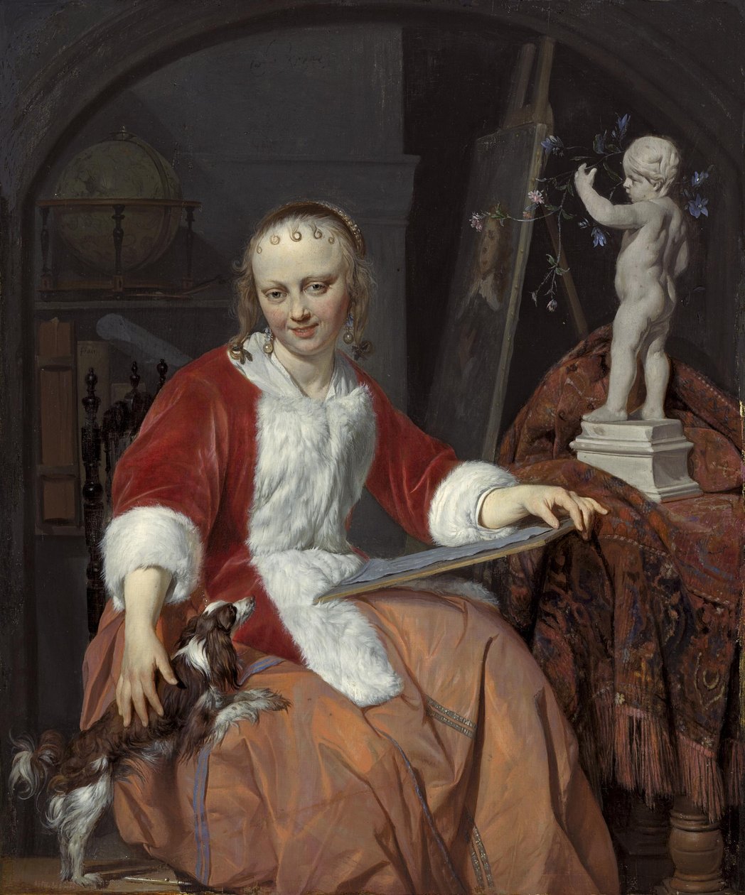 Portrét Isabelly de Wolff (....-1718) jako umělkyně od Gabriel Metsu