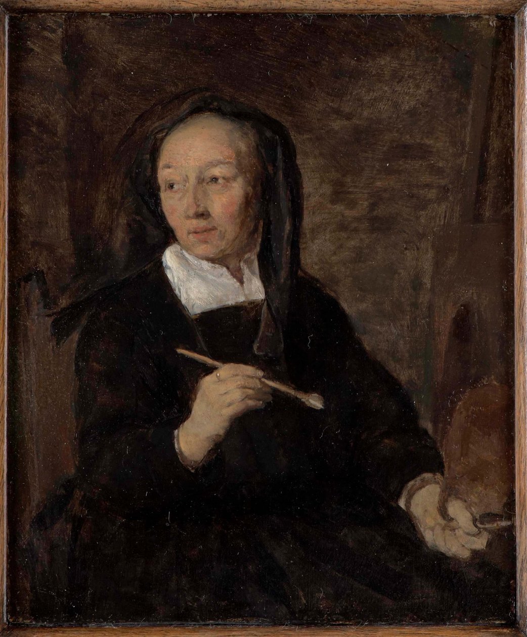 Portrét umělkyně u malířského stojanu od Gabriel Metsu