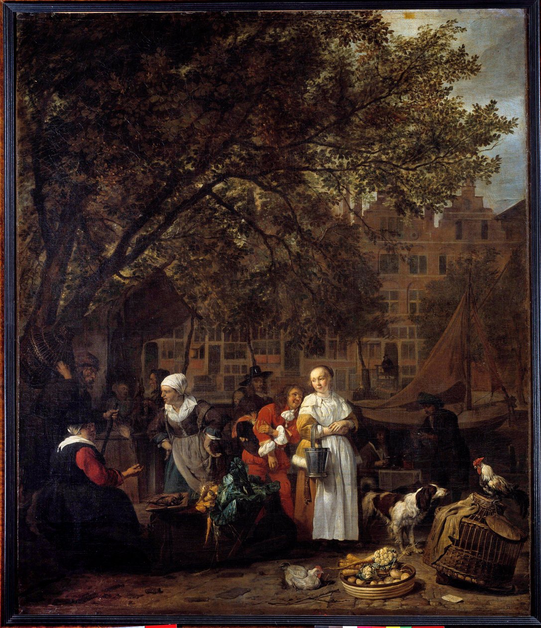 The Herb Walk of Amsterdam Malba Gabriela Metsu (1629-1667) Slunce ze 17. století. 0,97x0,84 m Pařížské musee du Louvre od Gabriel Metsu