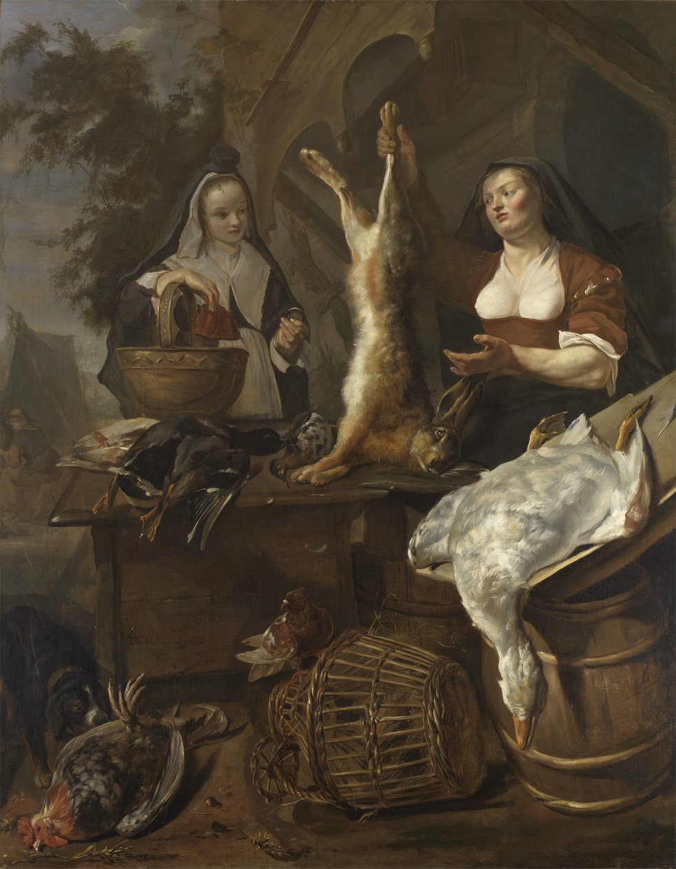 Žena prodávající hru ze stánku od Gabriel Metsu