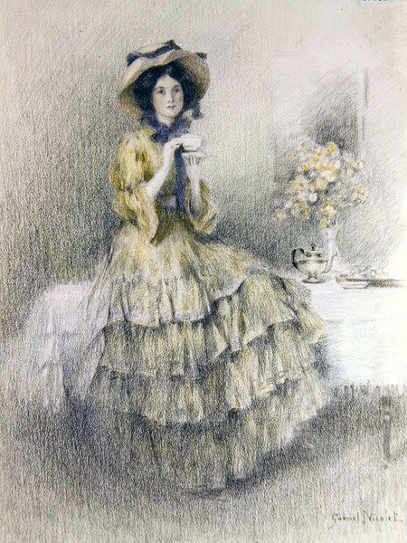 Odpolední čaj (barevné křídy na papíře) od Gabriel Nicolet