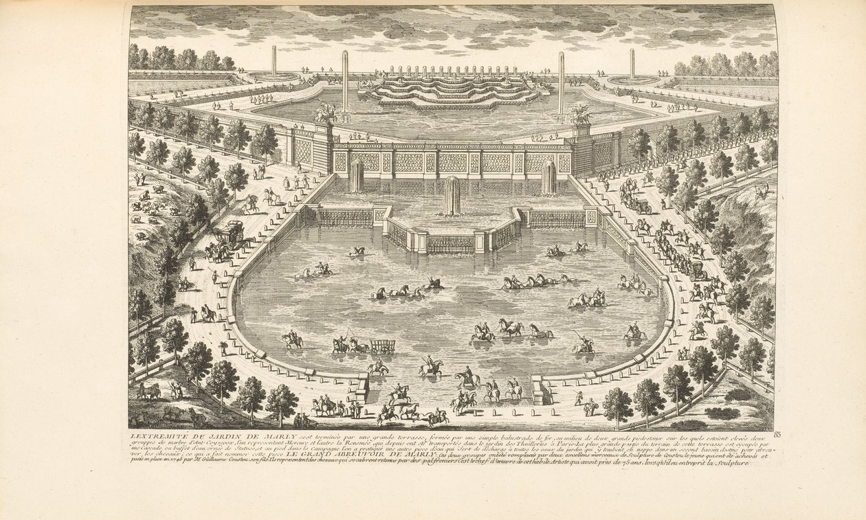 Konec zahrady Marly, z "Les Delices de Versailles et des Maisons Royales" od Charles-Antoine Jombert, 1766 od Gabriel Perelle